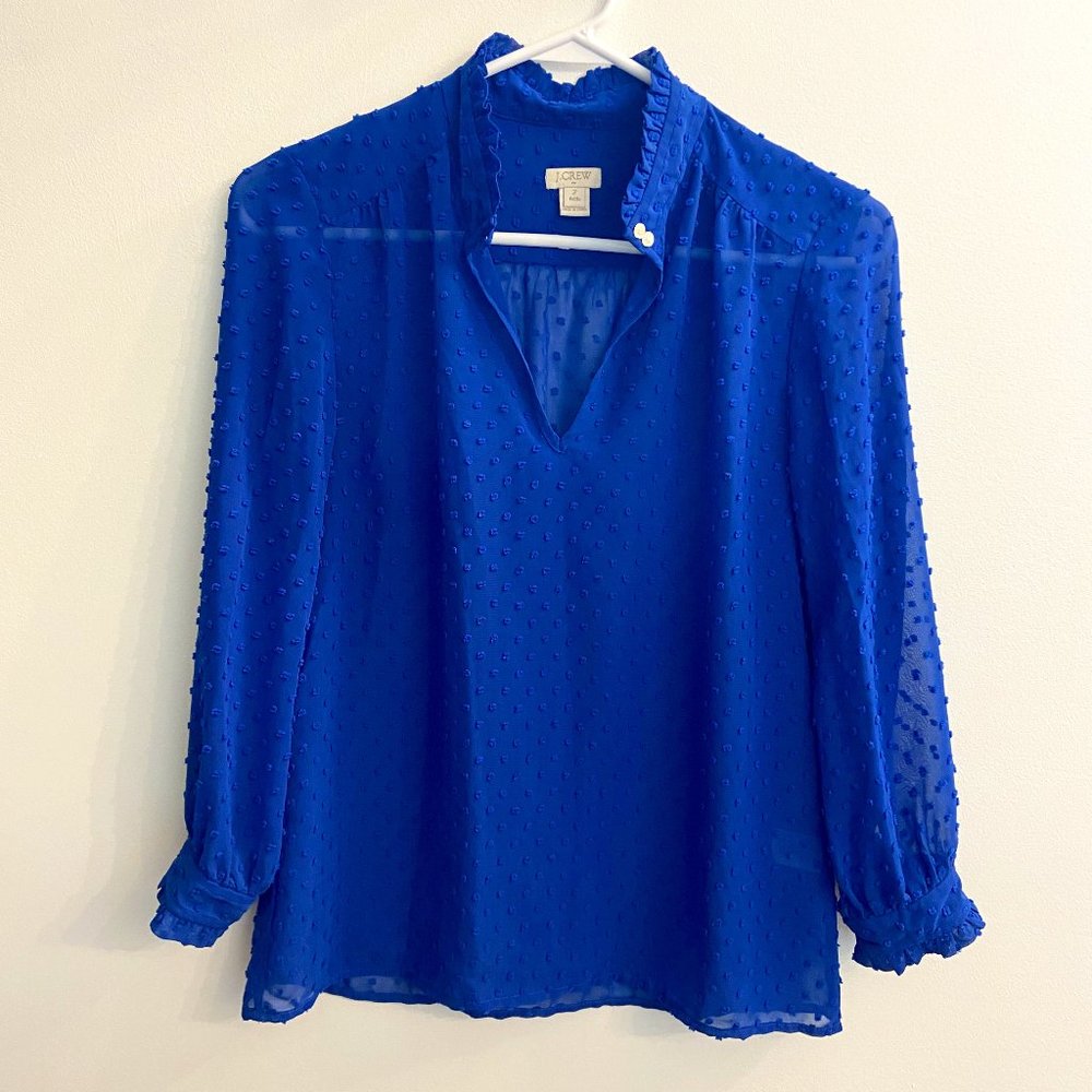 JCrew Size 2P Dotted Blue Blouse
